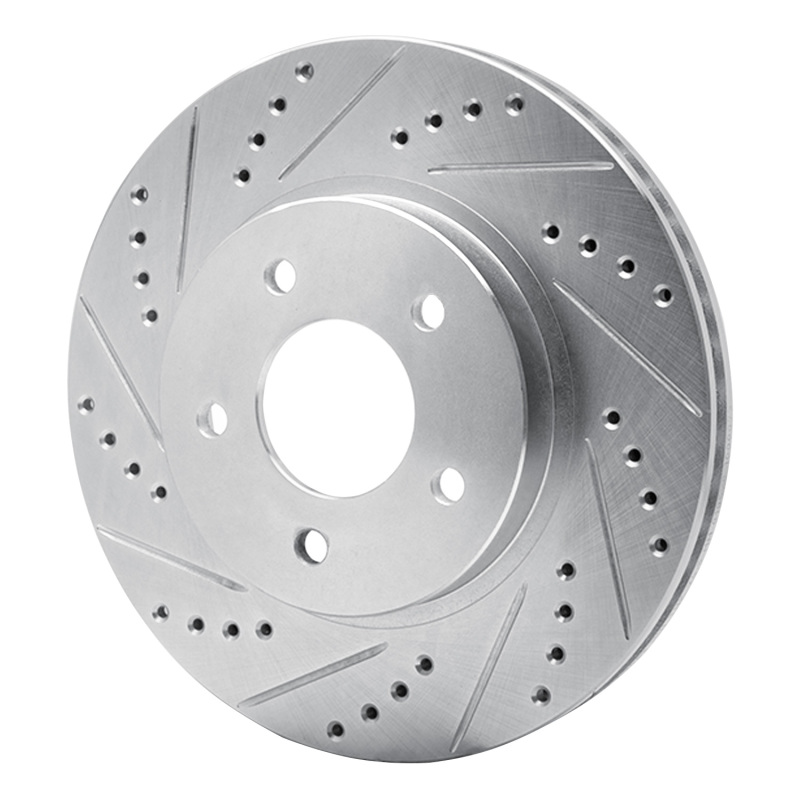 Chevrolet Equinox Brake Rotor (1) - Front Left - R1 Concepts - Drilled & Slotted - Silver - `02-`07